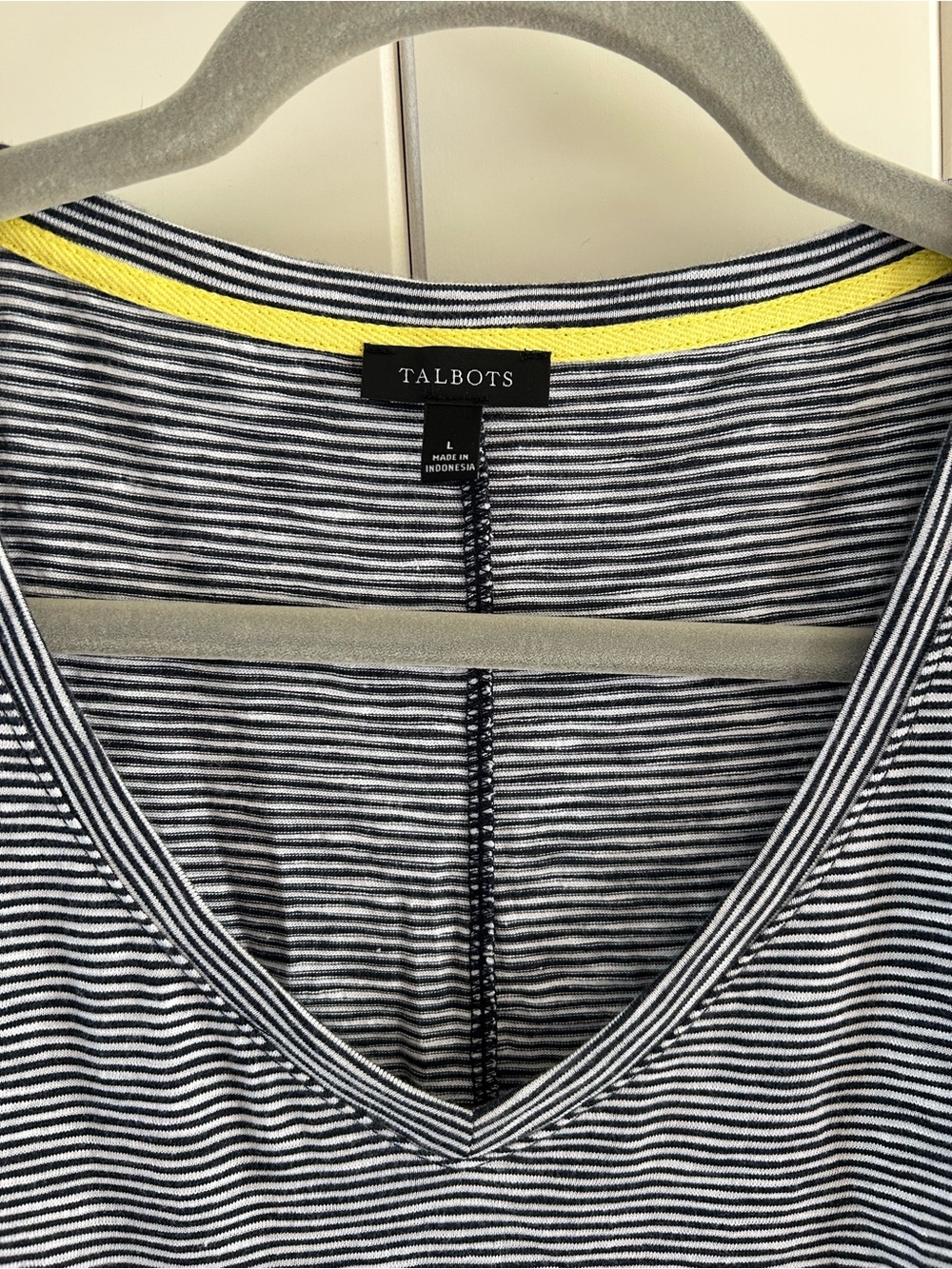 Talbots Navy and White Striped V-Neck dress